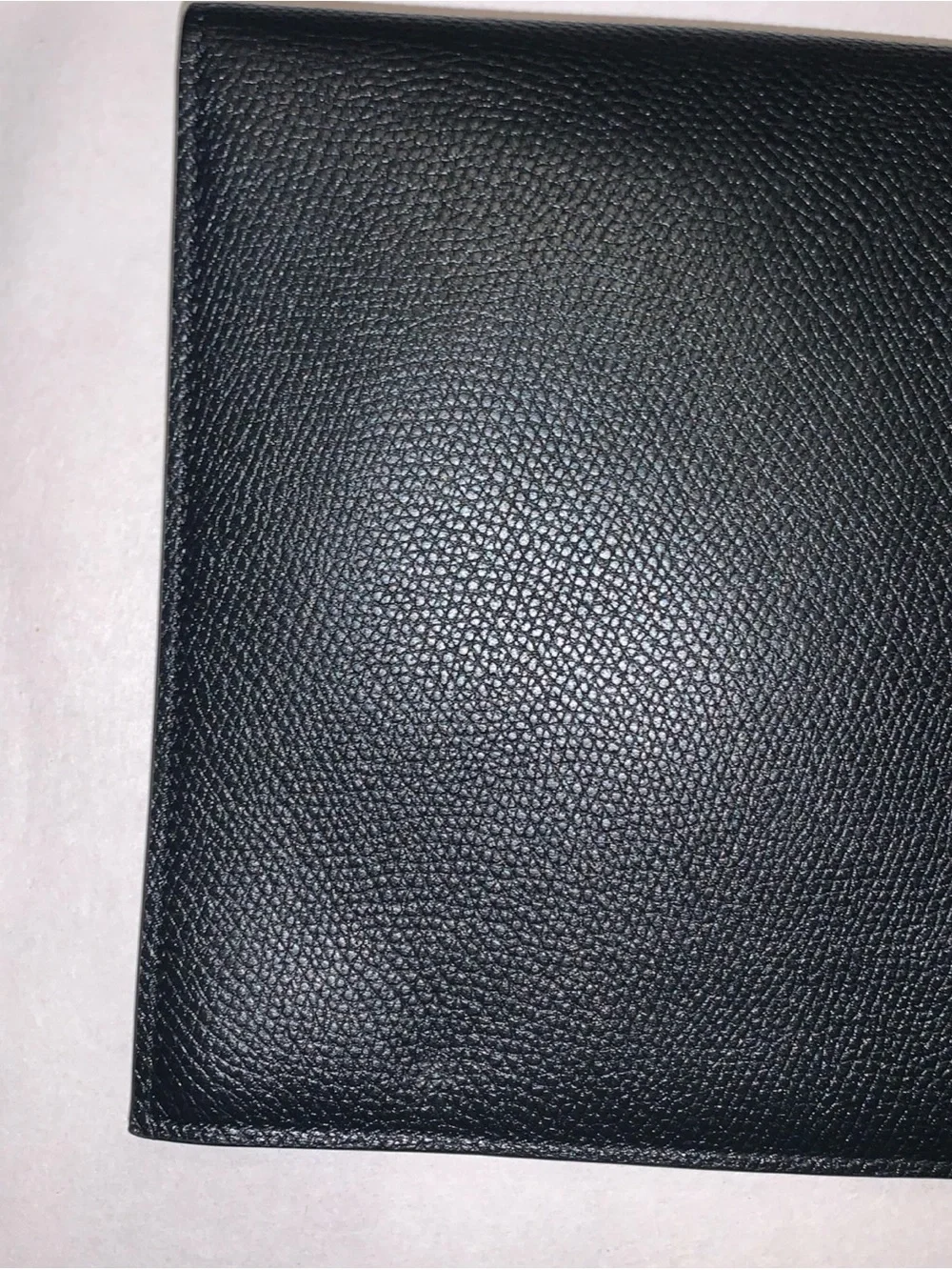 Valentino Black Textured Leather Clutch with Gold V Logo and Zip Pouch